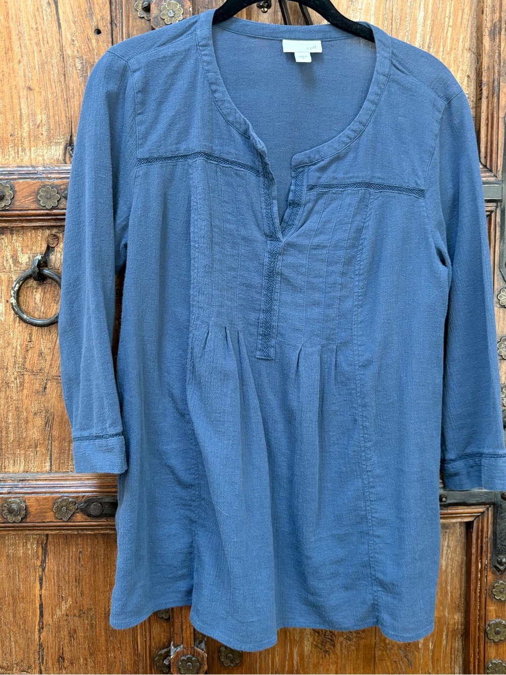 J. Jill Blue Split V-Neck Cotton Gauze Tunic Top Size S EUC